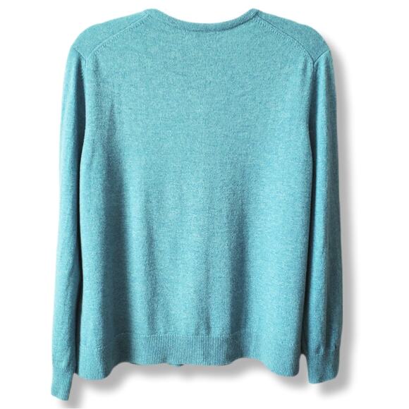 Women Lands End Blue Cashmere Button Cardigan Sweater XLP Preppy Cozy Luxury NEW - Picture 5 of 12